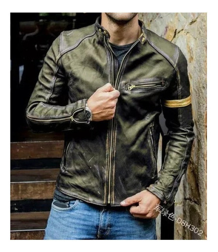 Chaqueta De Cuero Punk De Pie Con Cuello