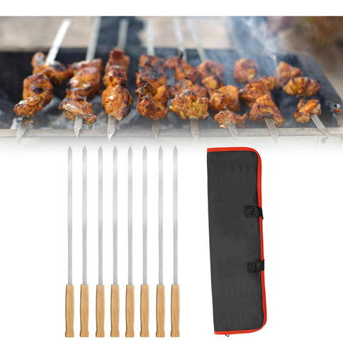 8x Brochetas Planas Largas De Shish Kebab Brochetas De