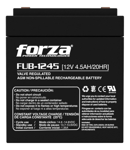 Bateria Forza Para Ups 12v 4.5ah Fub-1245 Recargable