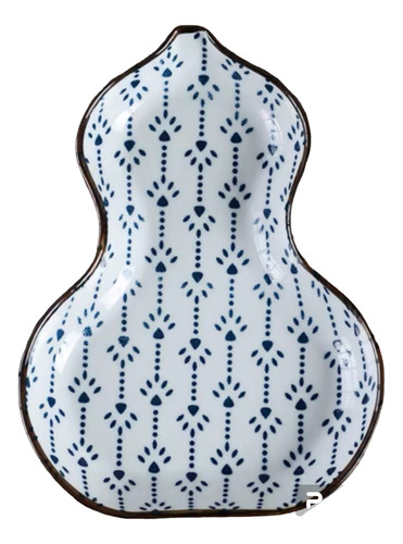 Plato De Ceramica Estilo Oriental Forma Violin 14.9x10.8cm