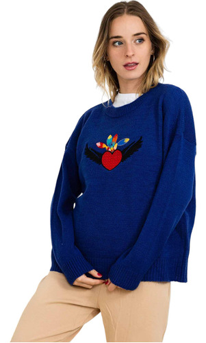 Sweater De Lana Tejida Bordado - Cala - Dama