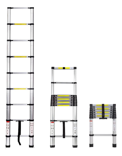 Escalera Telescopica Retractil De Aluminio 2.6 Metros