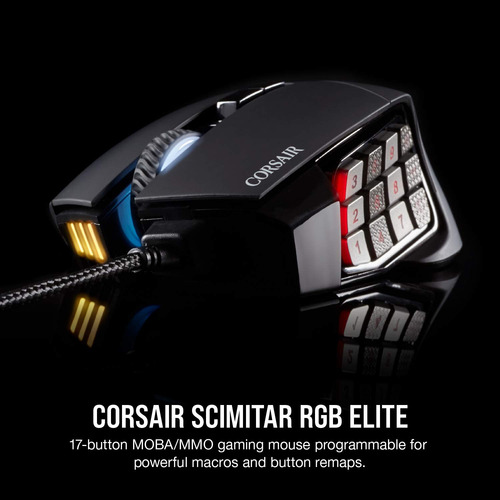 Mouse Para Jogos Corsair Scimitar Rgb Elite 18.000 Dpi Preto