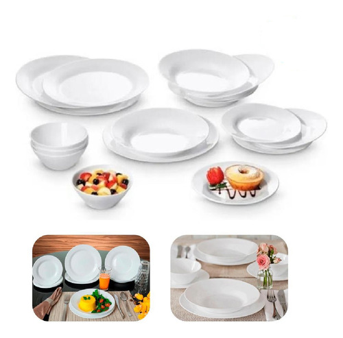 Aparelho De Jantar 16 Peças Opaline Duralex Pratos Bowl