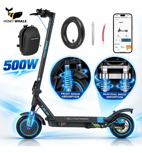 HONEYWHALE M2 MAX Patinete Elétrico Adulto, 500W Scooter Eletrica com Sistema de Suspensão Dupla, Velocidade Máxima de 32KM/H, Autonomia de 22KM, Patinete Juven