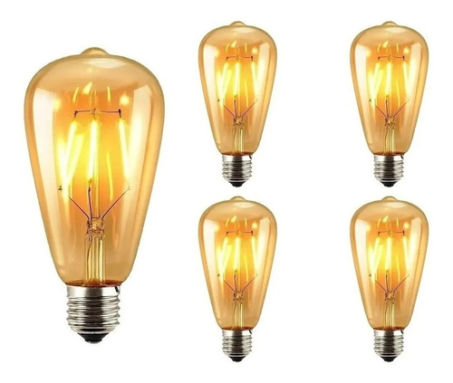 Pack 5 Ampolleta Led Tipo Edison 6 Watts Retro Vintage Xl