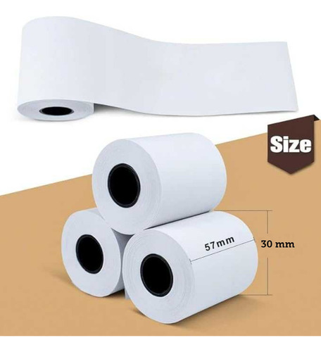 Caja Con 50 Rollos De Papel Térmico 57x30 Para Tickets Blanco