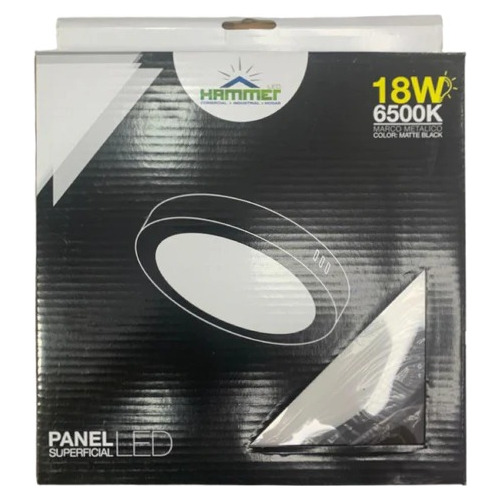 Panel Led 6w Circular Superficial Negro Hammer