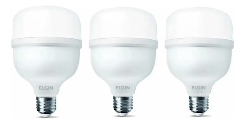 Kit 3 Lâmpadas Led Alta Potência Super Bulbo 40w Branco Frio Luz Branco-frio
