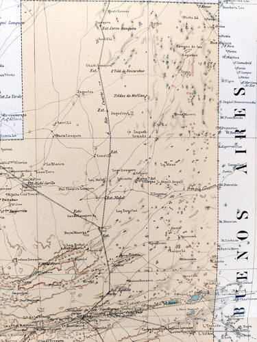 Mapa 1886 La Pampa Ferrocarriles Telegrafos Indios Sendas (Usado)