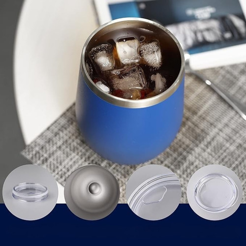 Kit 10 Copos Cuia 350ml Sem Logo Liso Térmico Aço Inox Cor Azul Lisa