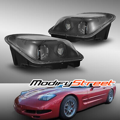 For 1997-2004 Chevy Corvette C5 Projector Black Headligh Llc