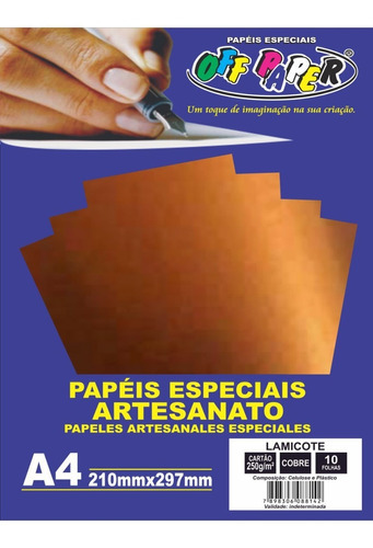 Papel Lamicote A4 250g/m² 10 Folhas Off Paper Cobre