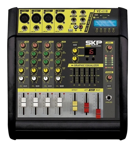 Consola Mixer Potenciada Skp Vz 40 Il 1600w Grabacion Usb 