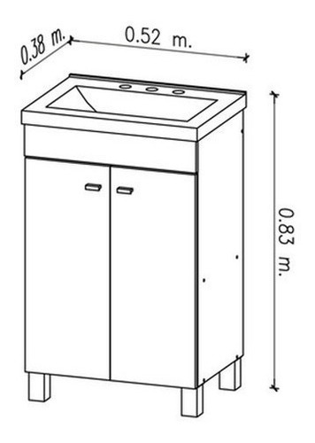 Imagen 2 de 2 de Vanitory De Pie Con Mesada Amube Alba Blanco 52cm 6467