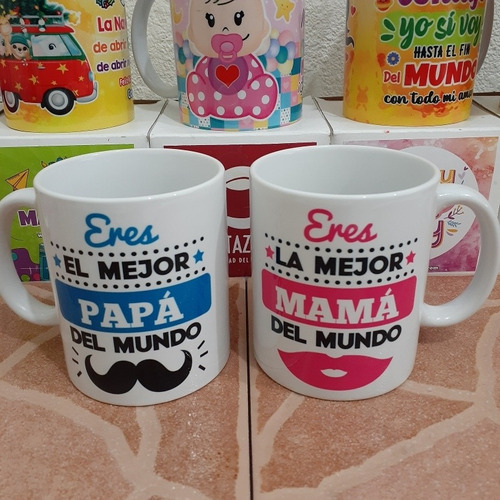 Tazas Dúo 11 Onzas Mejor Mamá / Mejor Papá Ideal Para Padres