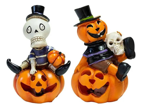 2pcs Skull Lámpara Linterna De Halloween Calabaza Luz Led