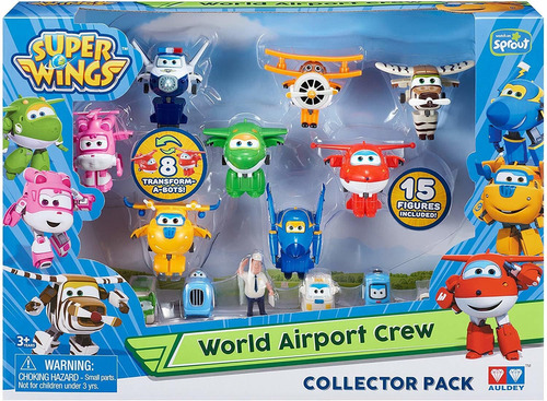 Super Wings World Airport Crew Pack Coleccion 15 Piezas