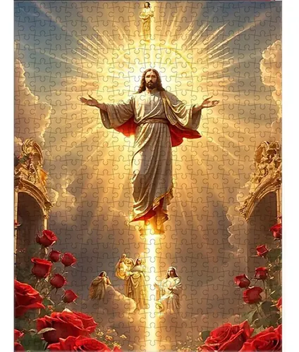 Quebra-cabeça De 1000 Peças: Luz Sagrada De Jesus E Rosa Ver