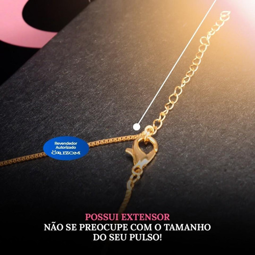 Pulseira Feminina Dourada Coração Duplo Com Extensor