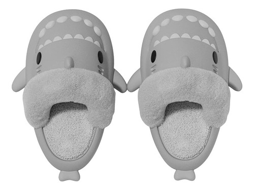 Zapatos Shark Slippers Con Forro De Felpa Difuso Para Interi