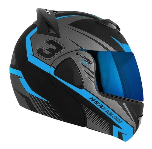 Imagem 1 de 3 de Capacete V-pro Jet 3 Viseira Iridium Adesivos Pro Tork Abs