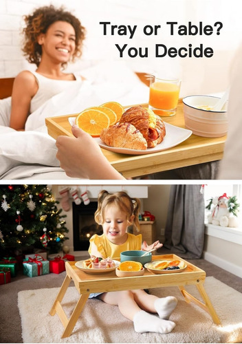 Bandeja De Desayuno Pipishell De Bambu Para Cama Y Sofa Amarillo