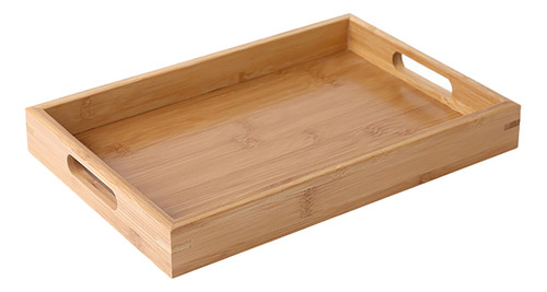 Plato Rectangular De Madera De Bambú Para Servir Cubiertos D