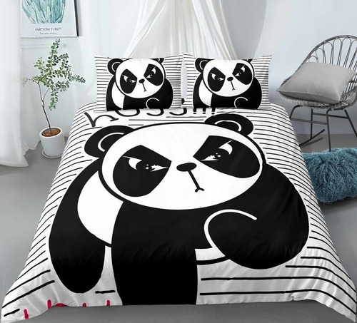 Funda De Edredón Angry Panda, Fundas De Almohada, Tamaño Dob