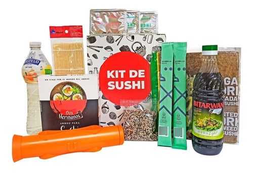 Kit Sushi Plus + Alga + Arroz + Salsa + Palitos + Esterilla 