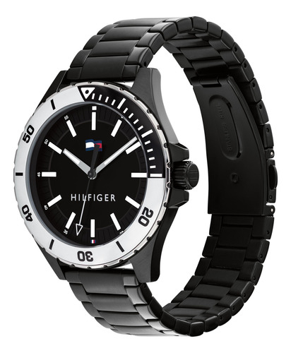 Reloj Tommy Hilfiger Hombre Acero Inoxidable 1792014 Logan Color de la correa Negro Color del bisel GRIS-NEGRO Color del fondo Negro
