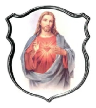 Emblema Alto Relevo Coração Jesus Sagrado Cromado