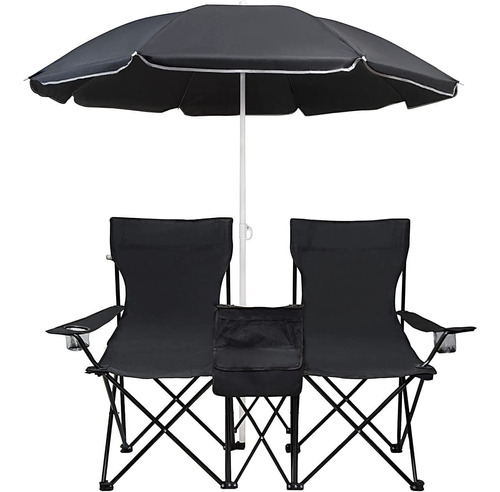 Silla Plegable Para 2 Personas Con Sombrilla Playa Camping