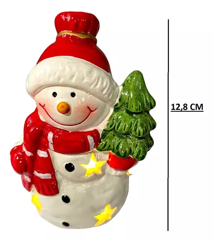 Decoração Enfeite Natal Cúpula Natalina 12 Leds Boneco de Neve 29,5cm