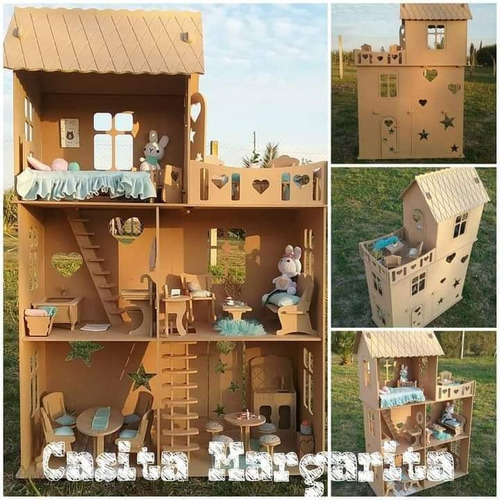 Casita De Muñecas 120cm, Con Terraza+26 Muebles Barbie