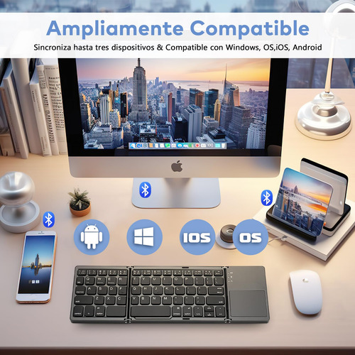 Teclado Bluetooth Plegable,teclado Inalámbrico Portátil