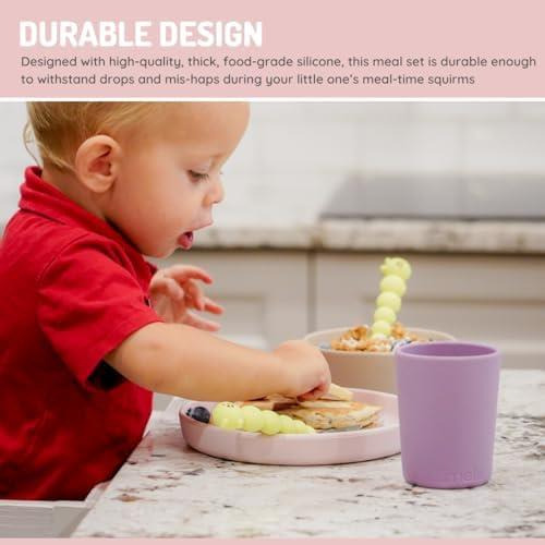 Melii Set: Plato, Tazón Y Taza De Silicona Sin Succión