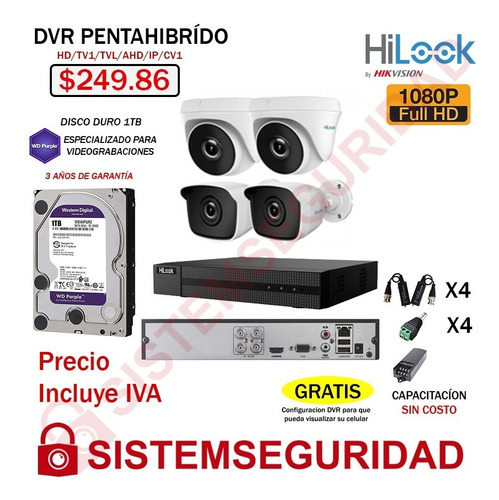 Imagen 3 de 10 de Kit 2 4 6 8 16 Cámaras De Seguridad 1080p Hilook