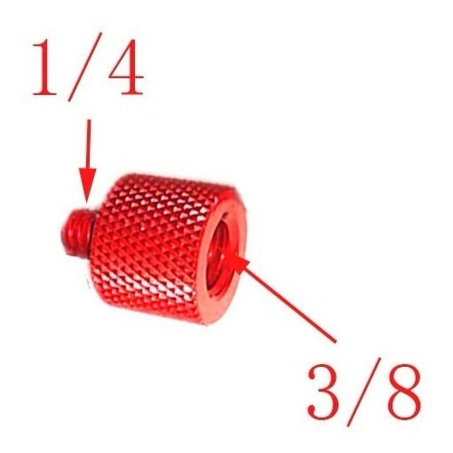 Adapt De Tornillo De Cámara De 3/8 Hembra A 1/4 Macho Rojo
