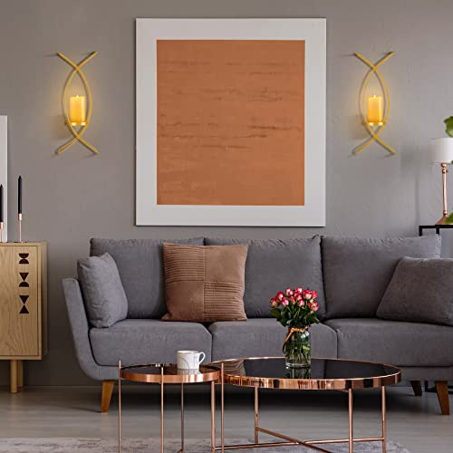 Juego De Dos Candelabros De Pared De Metal Con Portavelas D