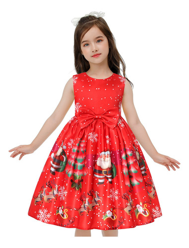 Vestido De Princesa Estampado De Dibujos Animados De Navidad