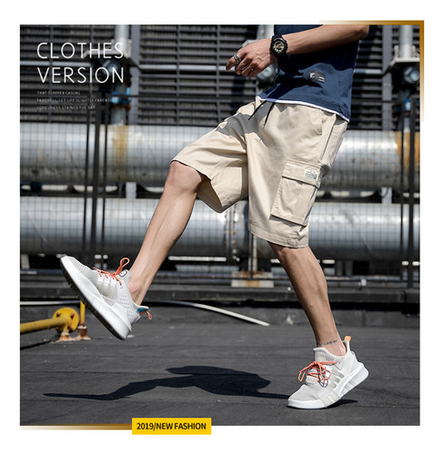 Bermudas De Algodón Tipo Cargo Para Hombre, Casuales
