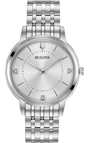 96p183 Reloj Bulova Diamante Plateado