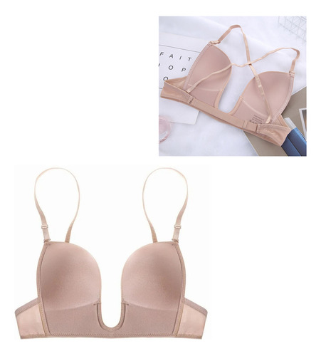 Brasier Bra Push Invisible Respirable Escote Profundo Tipo U