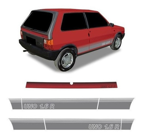 Faixas Adesivos Fiat Uno 1.6r Lateral E Mala Diversas Cores