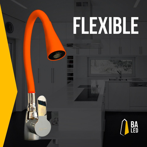 Imagen 6 de 10 de Griferia Canilla Monocomando Acero Gourmet Pico Flexible
