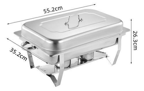 Bufetera Olla Rectangular Acero Inoxidable 11 L Con 2 Medios