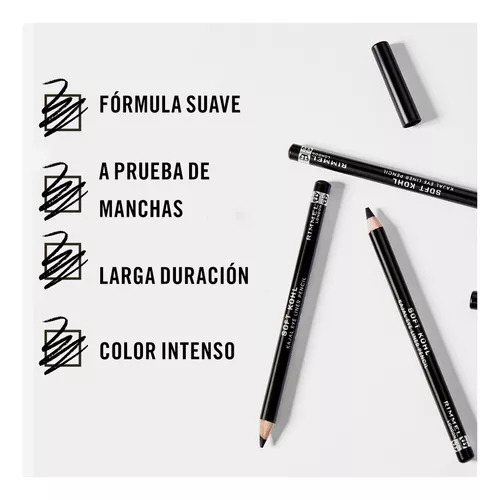Imagen 4 de 7 de Delineador En Lápiz Rimmel London Soft Kohl Kajal Jet Black