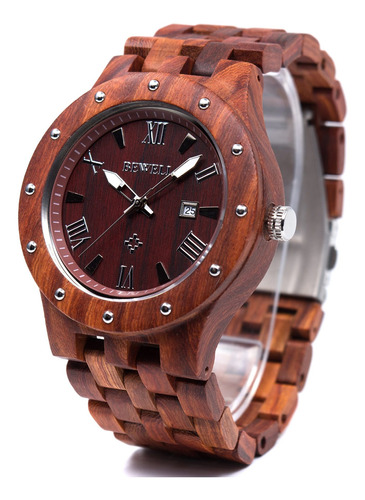 Reloj Hombre Bewell W109a-rd Cuarzo Pulso Madera En Madera