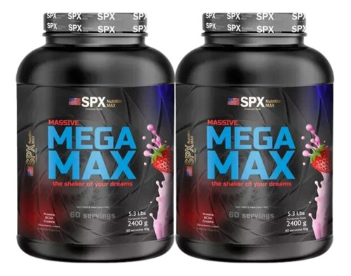 Spx Mega Max Super Concentrado Proteico Sabor Strawberry Cream Con Bcaa Y Creatina 2400gr Pack X2